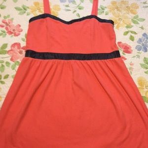 2X Coral Dress with Faux Leather Accents